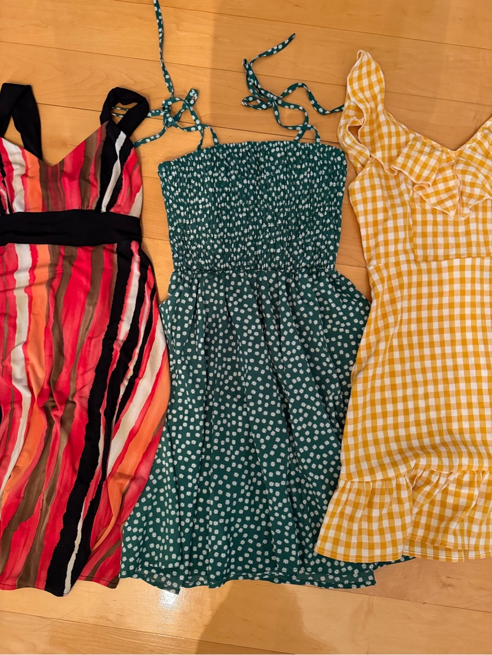 Amazon Essentials Pink/Orange, Green & yellow Sundress set of 3